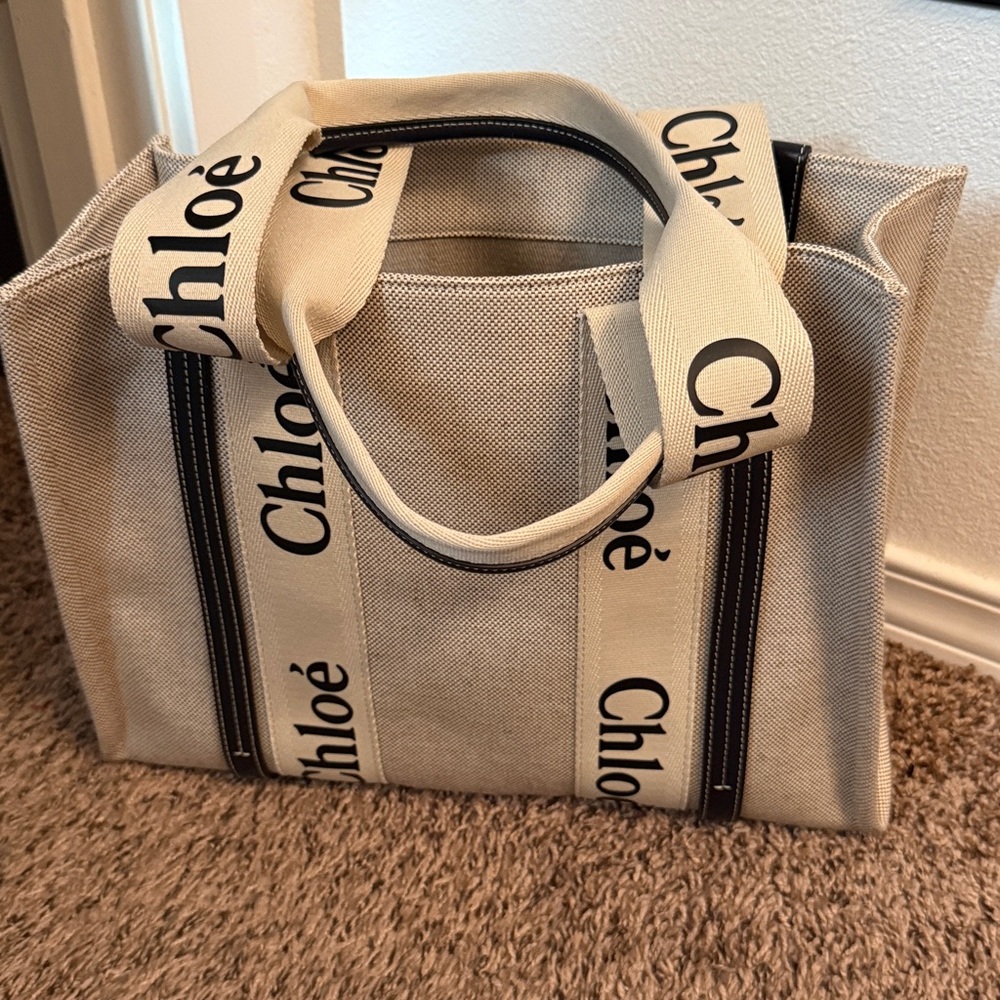 Chloe Beige and Black Tote Bag